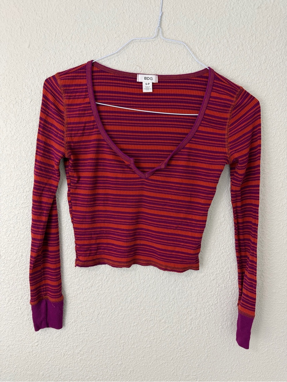 Urban Outfitters BDG Striped Cropped Long Sleeve Top Sz Women’s small